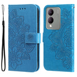 Custodia per telefono in pelle goffrata con fiori a 7 petali, For vivo Y03 4G, For vivo Y200 / V29e Global, For vivo Y17s, For vivo Y36 4G / 5G Foreign