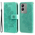 Custodia per telefono in pelle goffrata con fiori a 7 petali, For vivo Y03 4G, For vivo Y200 / V29e Global, For vivo Y17s, For vivo Y36 4G / 5G Foreign