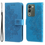 Custodia per telefono in pelle goffrata con fiori a 7 petali, For vivo Y03 4G, For vivo Y200 / V29e Global, For vivo Y17s, For vivo Y36 4G / 5G Foreign