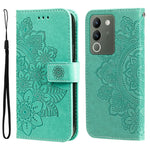 Custodia per telefono in pelle goffrata con fiori a 7 petali, For vivo Y03 4G, For vivo Y200 / V29e Global, For vivo Y17s, For vivo Y36 4G / 5G Foreign