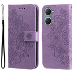Custodia per telefono in pelle goffrata con fiori a 7 petali, For vivo Y03 4G, For vivo Y200 / V29e Global, For vivo Y17s, For vivo Y36 4G / 5G Foreign