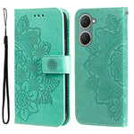 Custodia per telefono in pelle goffrata con fiori a 7 petali, For vivo Y03 4G, For vivo Y200 / V29e Global, For vivo Y17s, For vivo Y36 4G / 5G Foreign