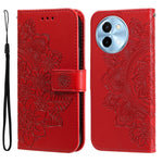Custodia per telefono in pelle goffrata con fiori a 7 petali, For vivo Y300 Pro, For vivo Y28 4G Global, For vivo Y38 5G / T3x 5G Global, For vivo Y100 IDN / Y200e 5G Global