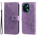 Custodia per telefono in pelle goffrata con fiori a 7 petali, For vivo Y300 Pro, For vivo Y28 4G Global, For vivo Y38 5G / T3x 5G Global, For vivo Y100 IDN / Y200e 5G Global