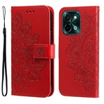 Custodia per telefono in pelle goffrata con fiori a 7 petali, For vivo Y300 Pro, For vivo Y28 4G Global, For vivo Y38 5G / T3x 5G Global, For vivo Y100 IDN / Y200e 5G Global