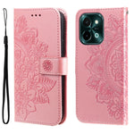 Custodia per telefono in pelle goffrata con fiori a 7 petali, For vivo Y300 Pro, For vivo Y28 4G Global, For vivo Y38 5G / T3x 5G Global, For vivo Y100 IDN / Y200e 5G Global