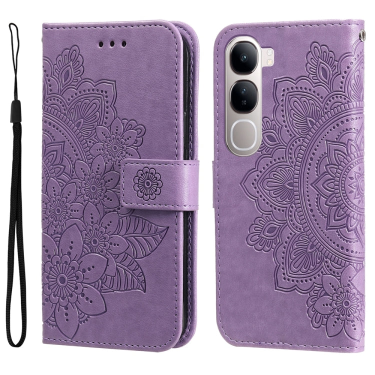 Custodia per telefono in pelle goffrata con fiori a 7 petali, For vivo X200, For vivo X200 Pro mini, For vivo X200 Pro, For vivo V40 Lite 4G / 5G IDN