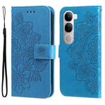 Custodia per telefono in pelle goffrata con fiori a 7 petali, For vivo X200, For vivo X200 Pro mini, For vivo X200 Pro, For vivo V40 Lite 4G / 5G IDN