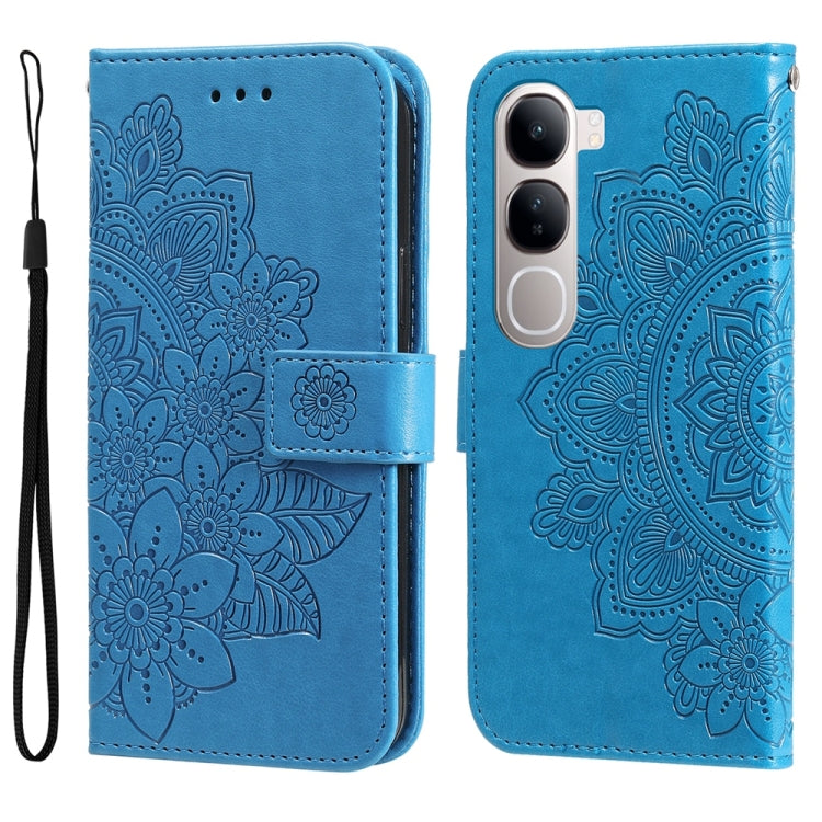 Custodia per telefono in pelle goffrata con fiori a 7 petali, For vivo X200, For vivo X200 Pro mini, For vivo X200 Pro, For vivo V40 Lite 4G / 5G IDN