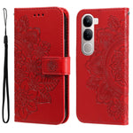 Custodia per telefono in pelle goffrata con fiori a 7 petali, For vivo X200, For vivo X200 Pro mini, For vivo X200 Pro, For vivo V40 Lite 4G / 5G IDN