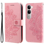 Custodia per telefono in pelle goffrata con fiori a 7 petali, For vivo X200, For vivo X200 Pro mini, For vivo X200 Pro, For vivo V40 Lite 4G / 5G IDN