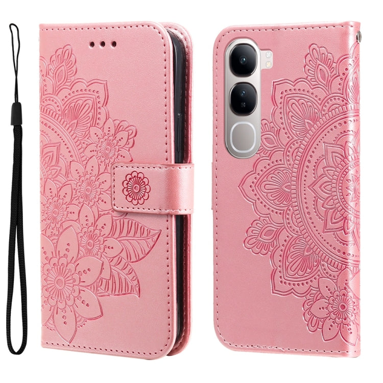 Custodia per telefono in pelle goffrata con fiori a 7 petali, For vivo X200, For vivo X200 Pro mini, For vivo X200 Pro, For vivo V40 Lite 4G / 5G IDN