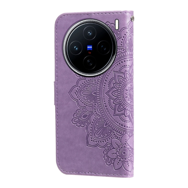 Custodia per telefono in pelle goffrata con fiori a 7 petali, For vivo X200, For vivo X200 Pro mini, For vivo X200 Pro, For vivo V40 Lite 4G / 5G IDN