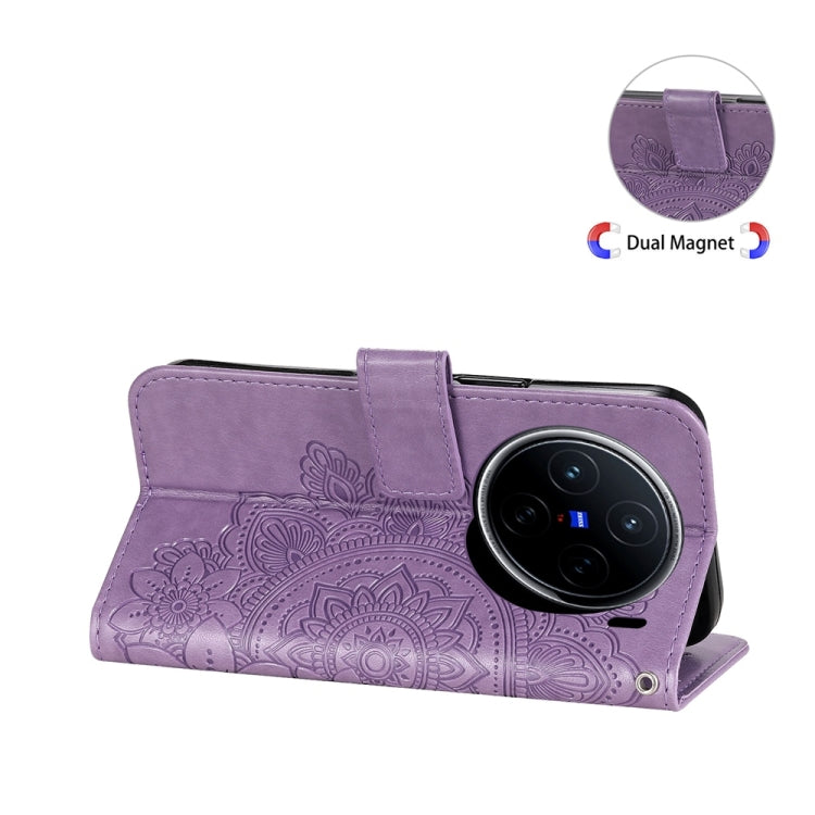 Custodia per telefono in pelle goffrata con fiori a 7 petali, For vivo X200, For vivo X200 Pro mini, For vivo X200 Pro, For vivo V40 Lite 4G / 5G IDN
