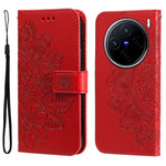 Custodia per telefono in pelle goffrata con fiori a 7 petali, For vivo X200, For vivo X200 Pro mini, For vivo X200 Pro, For vivo V40 Lite 4G / 5G IDN
