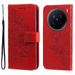 Custodia per telefono in pelle goffrata con fiori a 7 petali, For vivo X200, For vivo X200 Pro mini, For vivo X200 Pro, For vivo V40 Lite 4G / 5G IDN