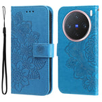Custodia per telefono in pelle goffrata con fiori a 7 petali, For vivo X200, For vivo X200 Pro mini, For vivo X200 Pro, For vivo V40 Lite 4G / 5G IDN