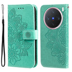 Custodia per telefono in pelle goffrata con fiori a 7 petali, For vivo X200, For vivo X200 Pro mini, For vivo X200 Pro, For vivo V40 Lite 4G / 5G IDN