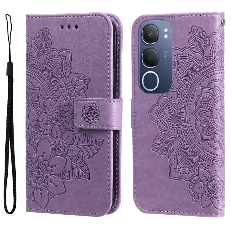 Custodia per telefono in pelle goffrata con fiori a 7 petali, For vivo V50, For vivo S20, For vivo S20 Pro, For vivo Y19s