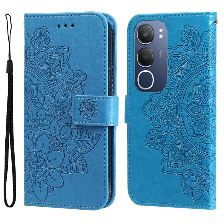Custodia per telefono in pelle goffrata con fiori a 7 petali, For vivo V50, For vivo S20, For vivo S20 Pro, For vivo Y19s