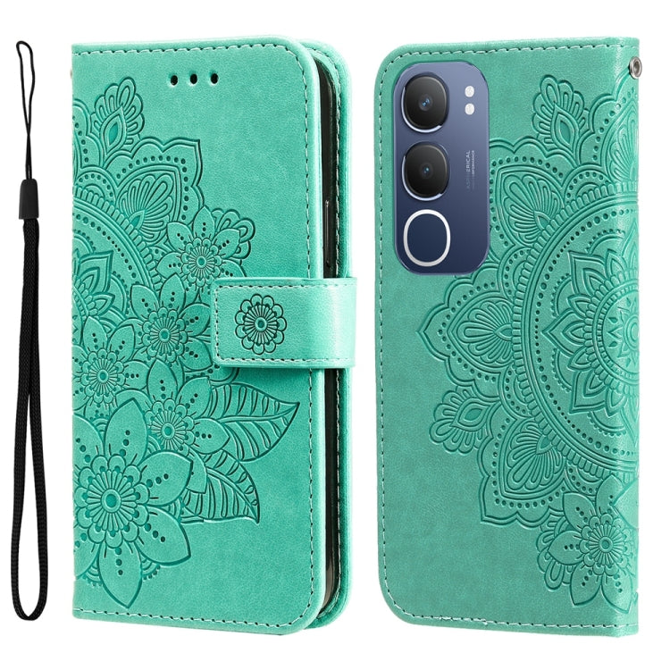 Custodia per telefono in pelle goffrata con fiori a 7 petali, For vivo V50, For vivo S20, For vivo S20 Pro, For vivo Y19s