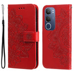 Custodia per telefono in pelle goffrata con fiori a 7 petali, For vivo V50, For vivo S20, For vivo S20 Pro, For vivo Y19s
