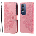 Custodia per telefono in pelle goffrata con fiori a 7 petali, For vivo V50, For vivo S20, For vivo S20 Pro, For vivo Y19s