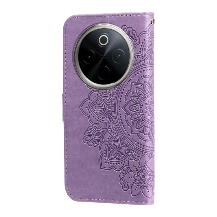 Custodia per telefono in pelle goffrata con fiori a 7 petali, For vivo Y300 Pro, For vivo Y28 4G Global, For vivo Y38 5G / T3x 5G Global, For vivo Y100 IDN / Y200e 5G Global