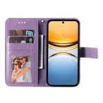 Custodia per telefono in pelle goffrata con fiori a 7 petali, For vivo Y300 Pro, For vivo Y28 4G Global, For vivo Y38 5G / T3x 5G Global, For vivo Y100 IDN / Y200e 5G Global