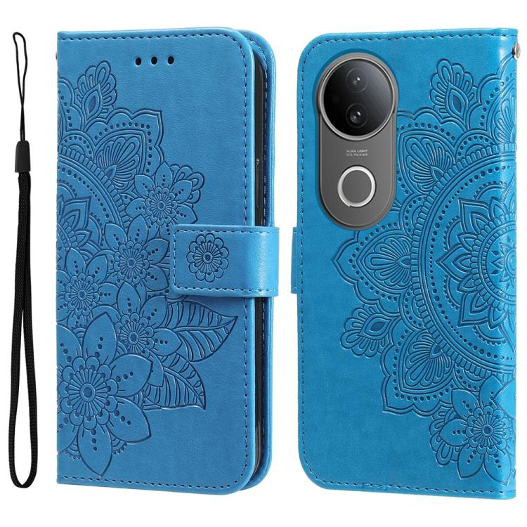Custodia per telefono in pelle goffrata con fiori a 7 petali, For vivo V50, For vivo S20, For vivo S20 Pro, For vivo Y19s