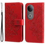 Custodia per telefono in pelle goffrata con fiori a 7 petali, For vivo V50, For vivo S20, For vivo S20 Pro, For vivo Y19s