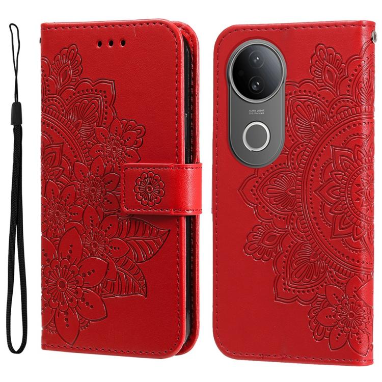 Custodia per telefono in pelle goffrata con fiori a 7 petali, For vivo V50, For vivo S20, For vivo S20 Pro, For vivo Y19s