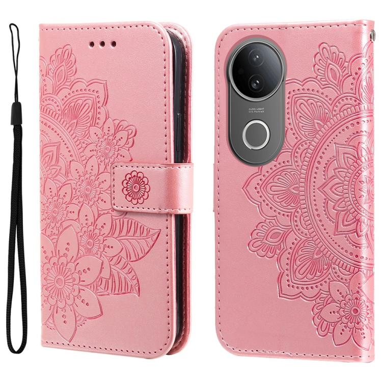 Custodia per telefono in pelle goffrata con fiori a 7 petali, For vivo V50, For vivo S20, For vivo S20 Pro, For vivo Y19s