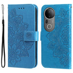 Custodia per telefono in pelle goffrata con fiori a 7 petali, For vivo V50, For vivo S20, For vivo S20 Pro, For vivo Y19s