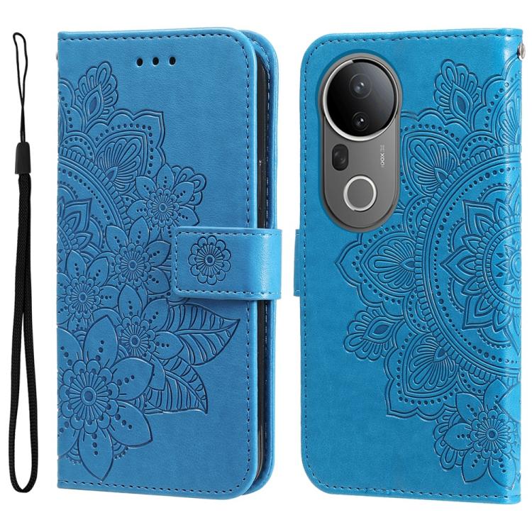 Custodia per telefono in pelle goffrata con fiori a 7 petali, For vivo V50, For vivo S20, For vivo S20 Pro, For vivo Y19s