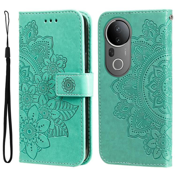 Custodia per telefono in pelle goffrata con fiori a 7 petali, For vivo V50, For vivo S20, For vivo S20 Pro, For vivo Y19s