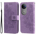 Custodia per telefono in pelle goffrata con fiori a 7 petali, For vivo V50, For vivo S20, For vivo S20 Pro, For vivo Y19s