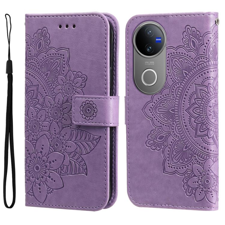 Custodia per telefono in pelle goffrata con fiori a 7 petali, For vivo V50, For vivo S20, For vivo S20 Pro, For vivo Y19s