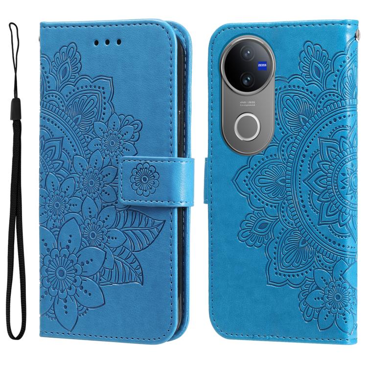 Custodia per telefono in pelle goffrata con fiori a 7 petali, For vivo V50, For vivo S20, For vivo S20 Pro, For vivo Y19s