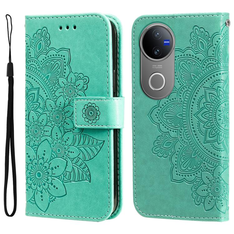 Custodia per telefono in pelle goffrata con fiori a 7 petali, For vivo V50, For vivo S20, For vivo S20 Pro, For vivo Y19s