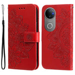 Custodia per telefono in pelle goffrata con fiori a 7 petali, For vivo V50, For vivo S20, For vivo S20 Pro, For vivo Y19s