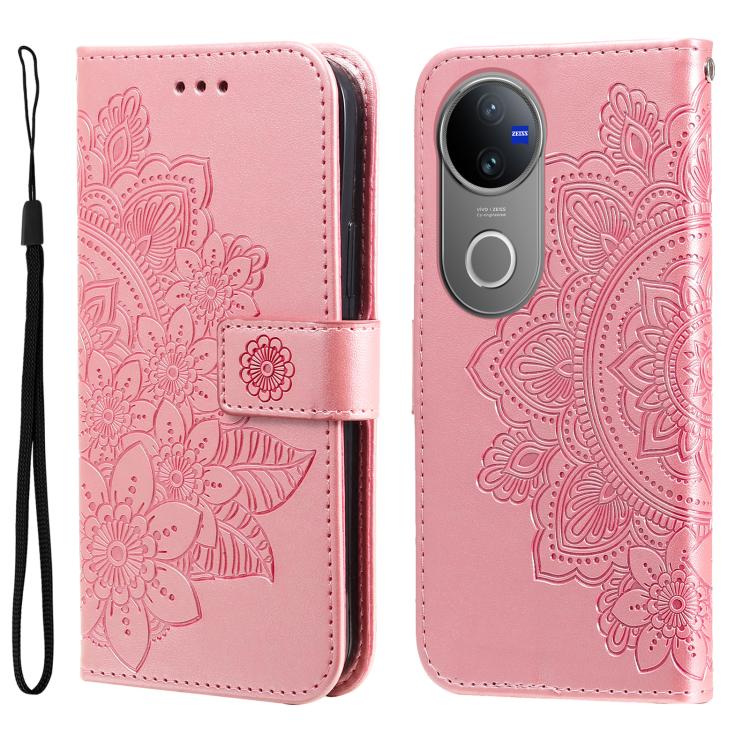 Custodia per telefono in pelle goffrata con fiori a 7 petali, For vivo V50, For vivo S20, For vivo S20 Pro, For vivo Y19s