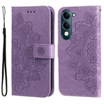 Custodia per telefono in pelle goffrata con fiori a 7 petali, For vivo V50 Lite 4G / 5G, For vivo Y39 5G / Y300i, For vivo Y29s 5G / Y04 4G, For vivo Y29 4G