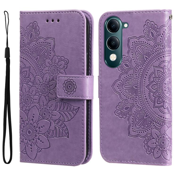 Custodia per telefono in pelle goffrata con fiori a 7 petali, For vivo V50 Lite 4G / 5G, For vivo Y39 5G / Y300i, For vivo Y29s 5G / Y04 4G, For vivo Y29 4G