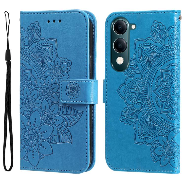 Custodia per telefono in pelle goffrata con fiori a 7 petali, For vivo V50 Lite 4G / 5G, For vivo Y39 5G / Y300i, For vivo Y29s 5G / Y04 4G, For vivo Y29 4G