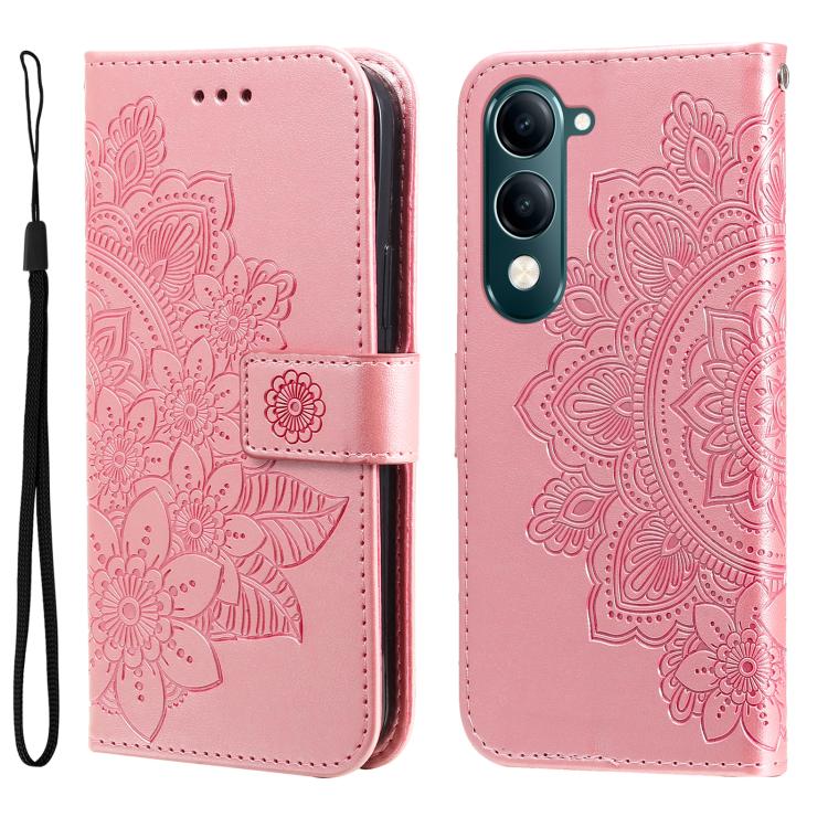 Custodia per telefono in pelle goffrata con fiori a 7 petali, For vivo V50 Lite 4G / 5G, For vivo Y39 5G / Y300i, For vivo Y29s 5G / Y04 4G, For vivo Y29 4G