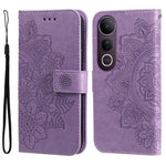 Custodia per telefono in pelle goffrata con fiori a 7 petali, For vivo V50 Lite 4G / 5G, For vivo Y39 5G / Y300i, For vivo Y29s 5G / Y04 4G, For vivo Y29 4G