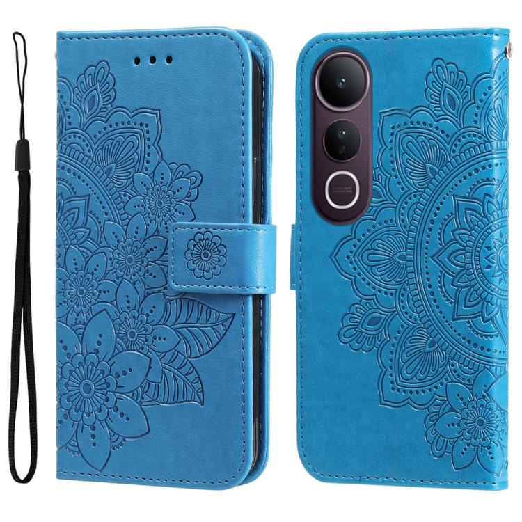 Custodia per telefono in pelle goffrata con fiori a 7 petali, For vivo V50 Lite 4G / 5G, For vivo Y39 5G / Y300i, For vivo Y29s 5G / Y04 4G, For vivo Y29 4G