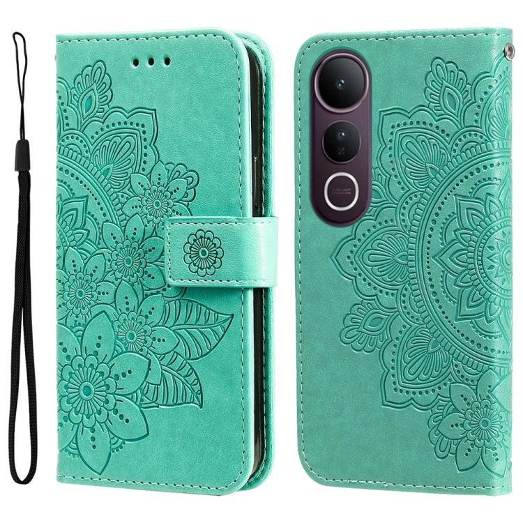 Custodia per telefono in pelle goffrata con fiori a 7 petali, For vivo V50 Lite 4G / 5G, For vivo Y39 5G / Y300i, For vivo Y29s 5G / Y04 4G, For vivo Y29 4G