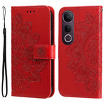 Custodia per telefono in pelle goffrata con fiori a 7 petali, For vivo V50 Lite 4G / 5G, For vivo Y39 5G / Y300i, For vivo Y29s 5G / Y04 4G, For vivo Y29 4G